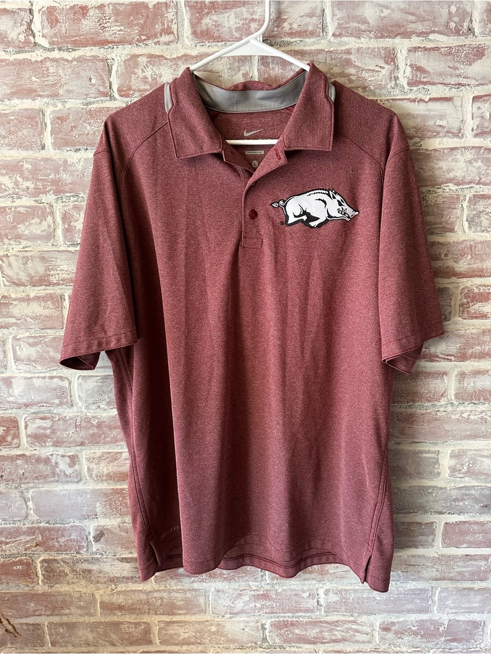 Nike Men's Polo Shirt with Razorback Logo - Maroon